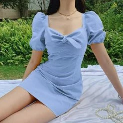 Unzzy Yellow Square Neck Dress KF90705