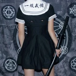 Unzzy Black Embroidered Dress KF9162