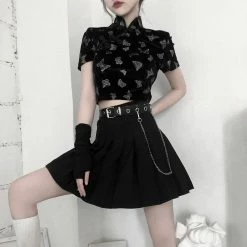 Unzzy Butterfly T-shirt + Pleated Skirt KF81361 HOT SALE