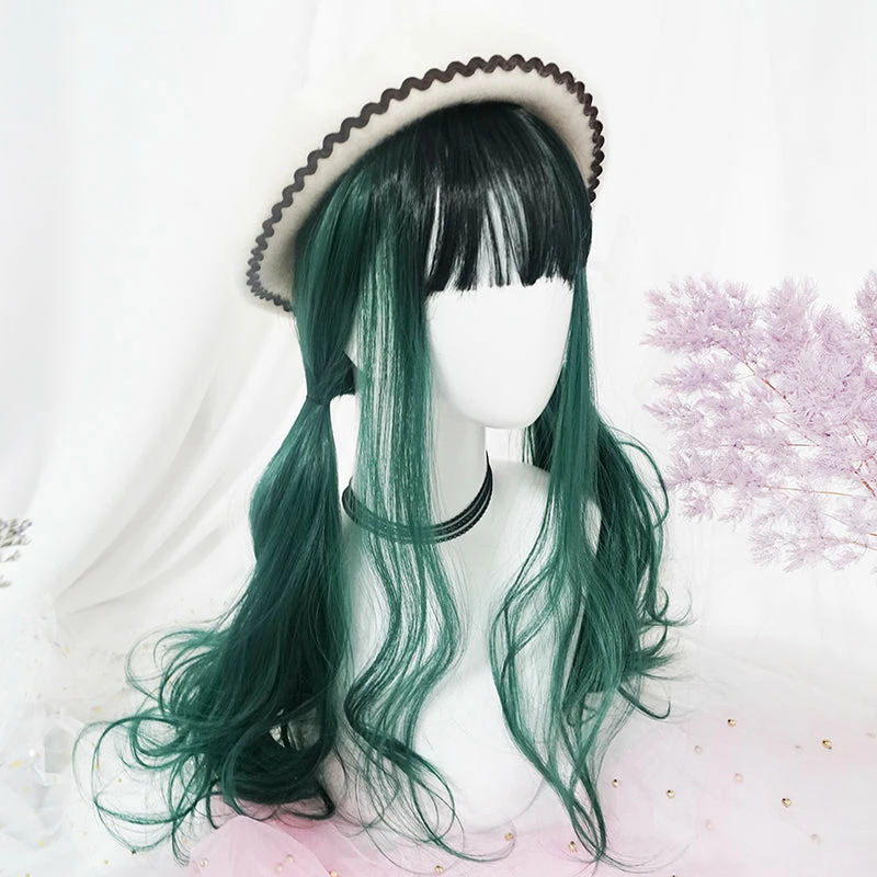 Unzzy Harajuku Green Long Curly Wig KF81693 3 Unzzy Harajuku Green Long Curly Wig KF81693