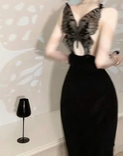 Unzzy Vintage Black Dress KF82757 HOT SALE