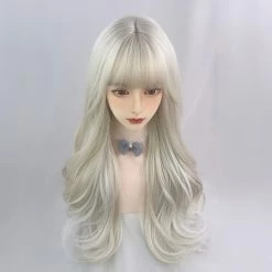 Unzzy White Gold Long Curly Hair Wig KF82429