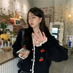 Unzzy Cherry Cardigan Sweater KF81828 HOT SALE