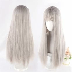 Unzzy HOT SALE Silver White Long Hair Wig KF82347
