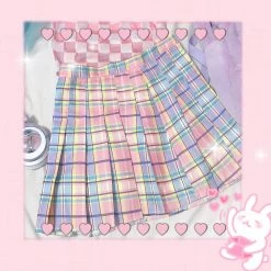 Unzzy Pink Plaid Pleated Skirt KF90538 HOT SALE 10 Unzzy Pink Plaid Pleated Skirt KF90538 HOT SALE