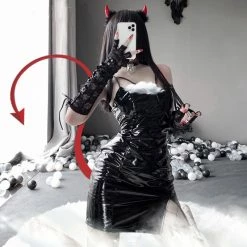 Unzzy Cosplay Little Devil Leather DRESS (2-PIECE SET） KF82468 HOT SALE