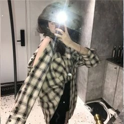 Unzzy Ulzzang Plaid Shirt KF81318 7 Unzzy Ulzzang Plaid Shirt KF81318