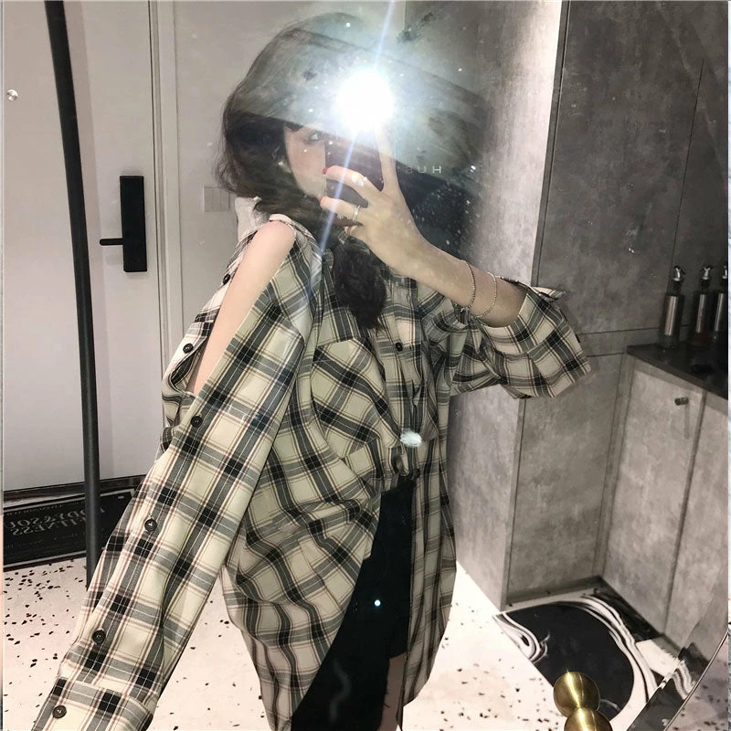Unzzy Ulzzang Plaid Shirt KF81318 3 Unzzy Ulzzang Plaid Shirt KF81318
