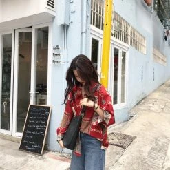 Unzzy HOT SALE Vintage Red Shirt KF81530