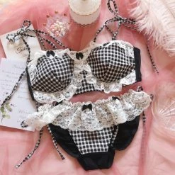 Unzzy HOT SALE Lolita Black Bra Set Suit KF825255