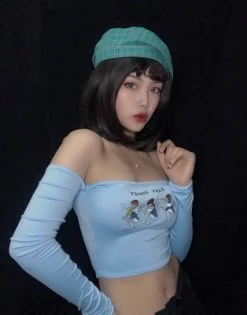 Unzzy Blue Sexy Embroidered T-Shirt KF81083