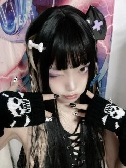 Unzzy Harajuku Dark Skull Gloves KF81818