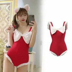 Unzzy HOT SALE Red Bow Swimsuit KF82654