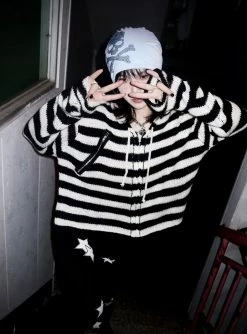 Unzzy Ulzzang Striped Cardigan KF82602 HOT SALE