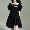 Unzzy Black Irregular Dress KF82129 HOT SALE