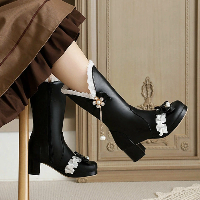 Unzzy Lolita Bow Boots KF9255 HOT SALE 2 Unzzy Lolita Bow Boots KF9255 HOT SALE