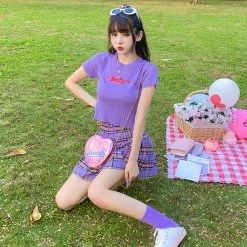 Unzzy Purple Pleated Skirt Suit KF82109