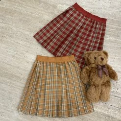 Unzzy Plaid Pleated Skirt KF9516 HOT SALE