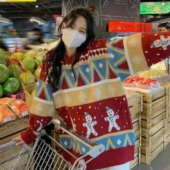 Unzzy Christmas Snowman Knitted Sweater KF90647