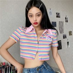 Unzzy HOT SALE Harajuku Rainbow T-shirt KF81877 7 Unzzy HOT SALE Harajuku Rainbow T-shirt KF81877