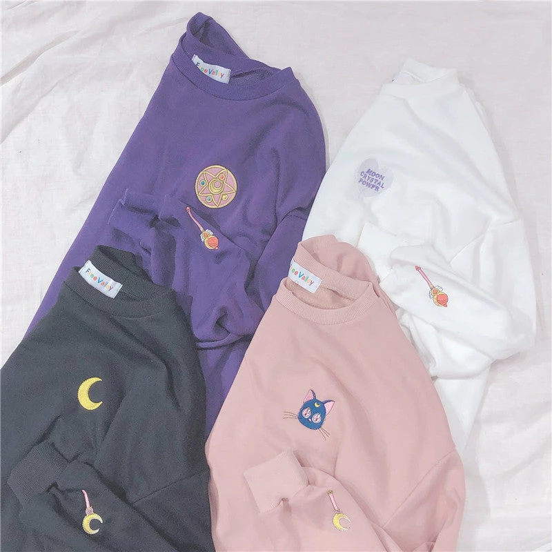 Unzzy Sailor Moon Embroidered Sweatshirt KF9481 3 Unzzy Sailor Moon Embroidered Sweatshirt KF9481