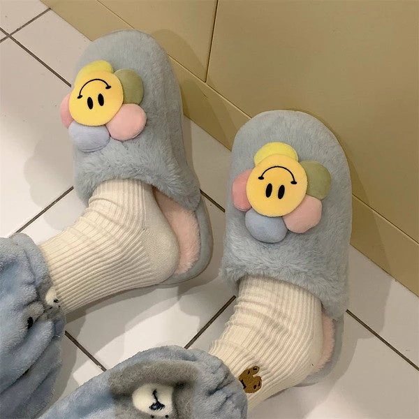 Unzzy HOT SALE Cute Smiling Cotton Slippers KF82445 4 Unzzy HOT SALE Cute Smiling Cotton Slippers KF82445