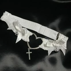 Unzzy White Lace Peach Heart Leg Ring KF60015