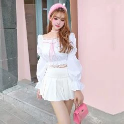 Kfashionstyle HOT SALE White Pleated Skirt KF2008