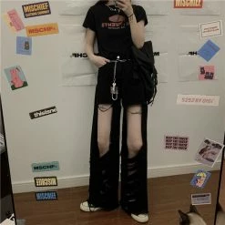 Unzzy Black Casual Pants KF81596 HOT SALE