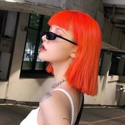 Unzzy HOT SALE Orange Short Straight Wig KF9309 8 Unzzy HOT SALE Orange Short Straight Wig KF9309
