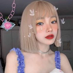 Unzzy Milk Tea Short Straight Wig KF81665