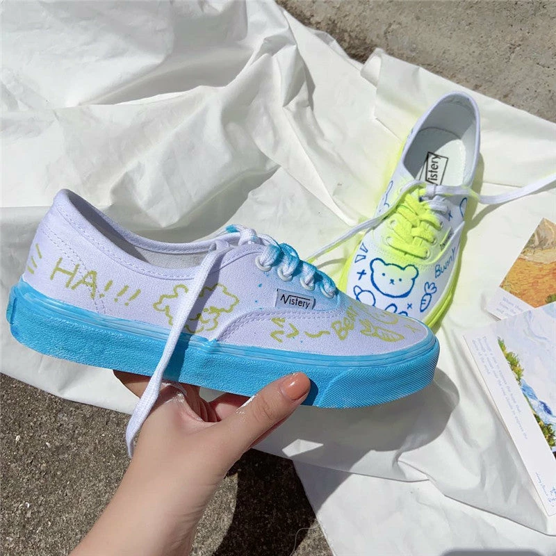 Unzzy HOT SALE Graffiti Fluorescent Canvas Shoes KF81884 3 Unzzy HOT SALE Graffiti Fluorescent Canvas Shoes KF81884