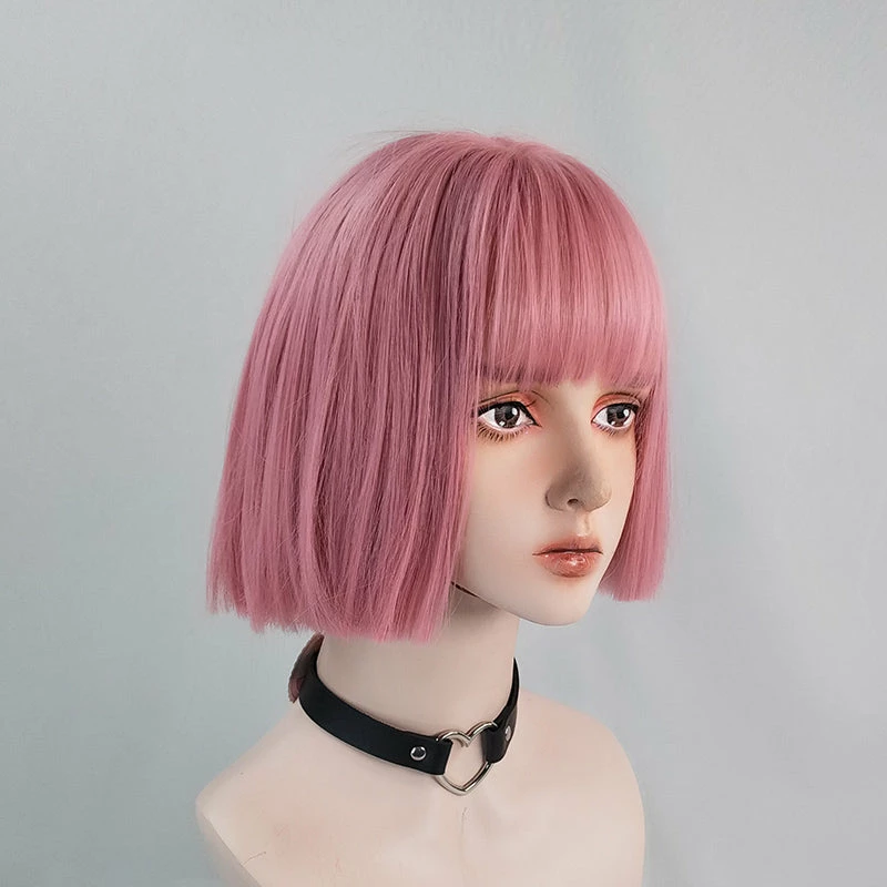 Unzzy Pink Short Straight Hair Wig KF82644 5 Unzzy Pink Short Straight Hair Wig KF82644