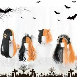 Unzzy HOT SALE Black + Orange Wig KF81188