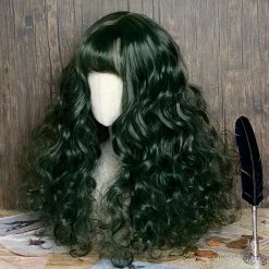 Unzzy Dark Green Long Curly Wig KF81793