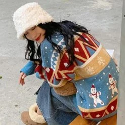 Unzzy Christmas Snowman Knitted Sweater KF90647