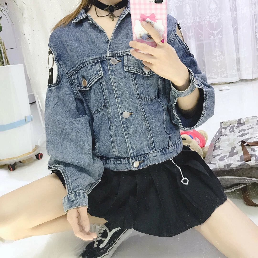 Unzzy Hollow Denim Jacket KF908027 HOT SALE 6 Unzzy Hollow Denim Jacket KF908027 HOT SALE