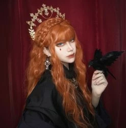 Unzzy Orange Long Curly Wig KF81790