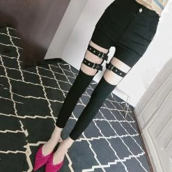 Unzzy High Waist Lace-up Pants KF9147 HOT SALE