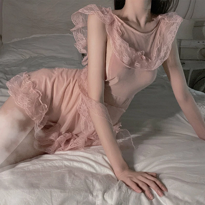 Unzzy Tulle Lace Nightdress KF82249 2 Unzzy Tulle Lace Nightdress KF82249