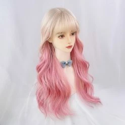 Unzzy HOT SALE Lolita Gold Powder Long Curly Hair Wig KF82428