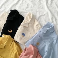 Unzzy Harajuku Embroidered Shirt KF90711 HOT SALE