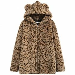 Unzzy Plush Leopard Coat KF9544 HOT SALE
