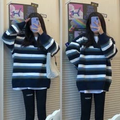 Unzzy Striped Knitted Sweater KF81824