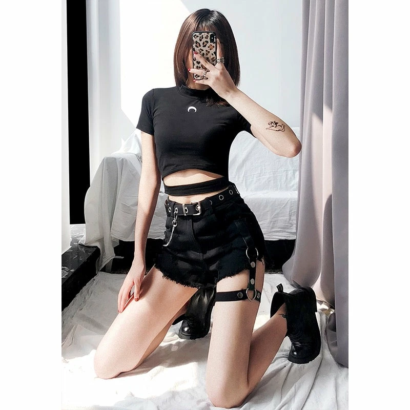 Unzzy Punk Black Shorts KF81003 HOT SALE 1 Unzzy Punk Black Shorts KF81003 HOT SALE