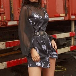 Unzzy HOT SALE Black Suspender Dress KF90587