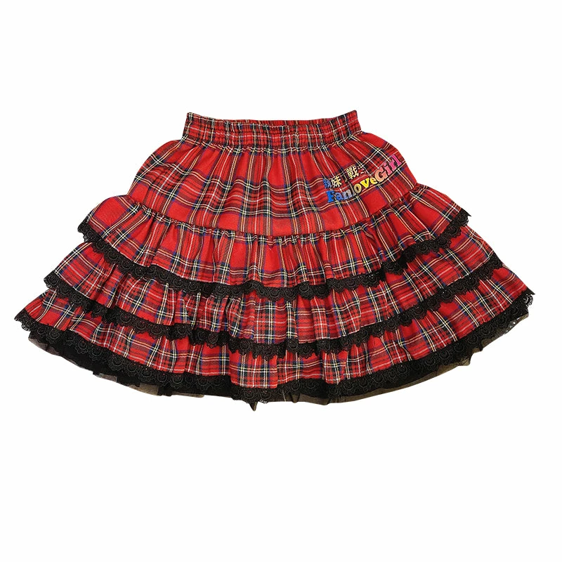 Unzzy HOT SALE Harajuku Red Plaid Skirt KF81885 9 Unzzy HOT SALE Harajuku Red Plaid Skirt KF81885