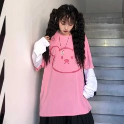 Unzzy HOT SALE Cute Bear Print Long Sleeve T-Shirt KF7701