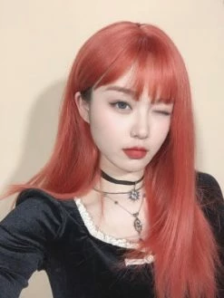 Unzzy HOT SALE Stylish Long Orange Straight Hair KF81065