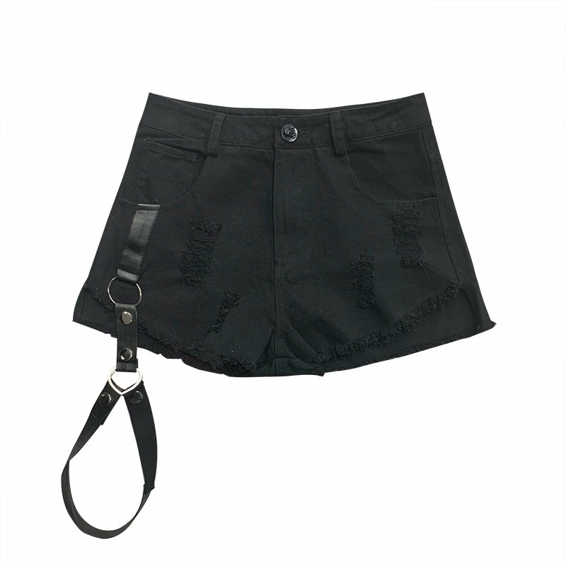 Unzzy Punk Black Shorts KF81003 HOT SALE 5 Unzzy Punk Black Shorts KF81003 HOT SALE